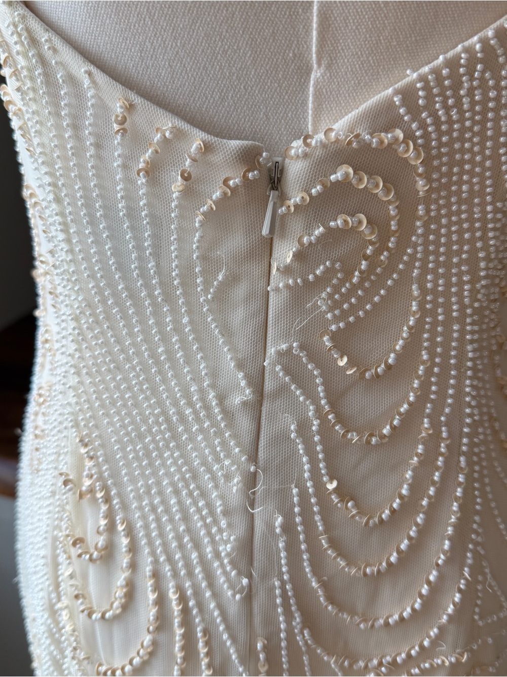 Basix II Ivory Beaded Formal Midi Dress with Matching Shawl Size 6 - Picture 5 of 11